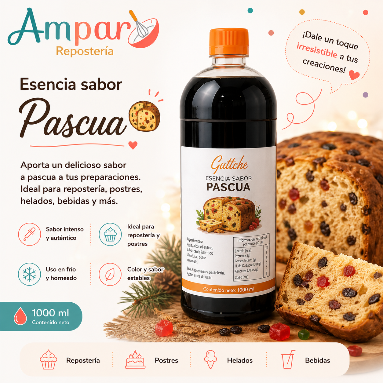Esencia pan de pascua guttche 1 lt. navidad