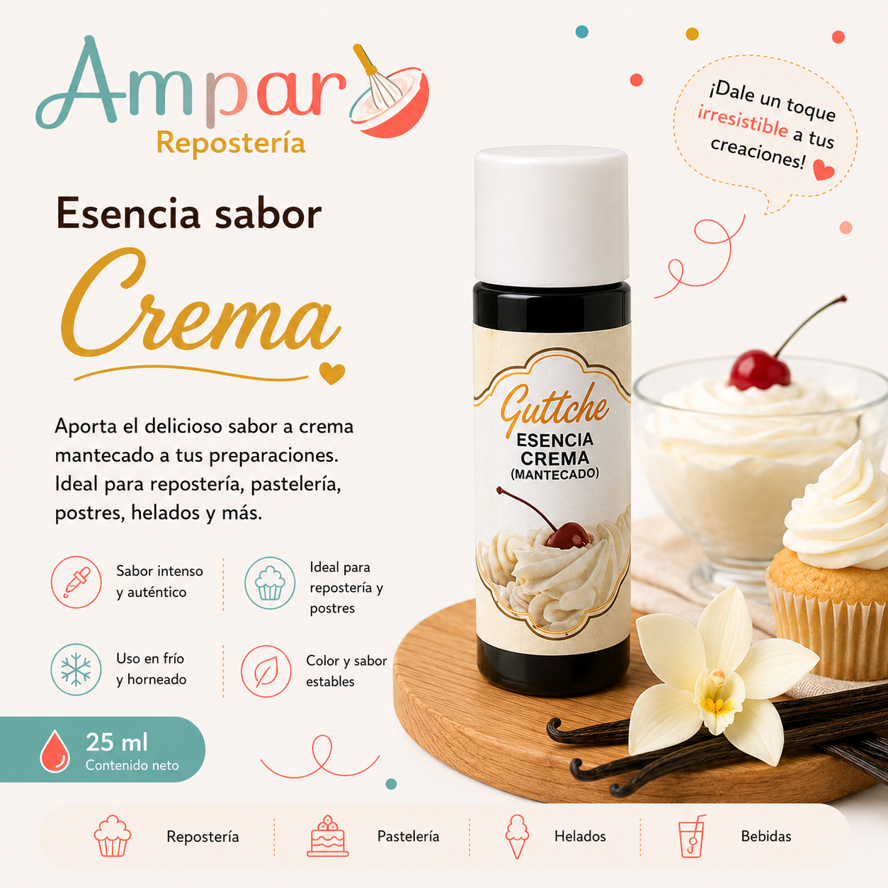 Esencia crema mantecado guttche 25 gr.