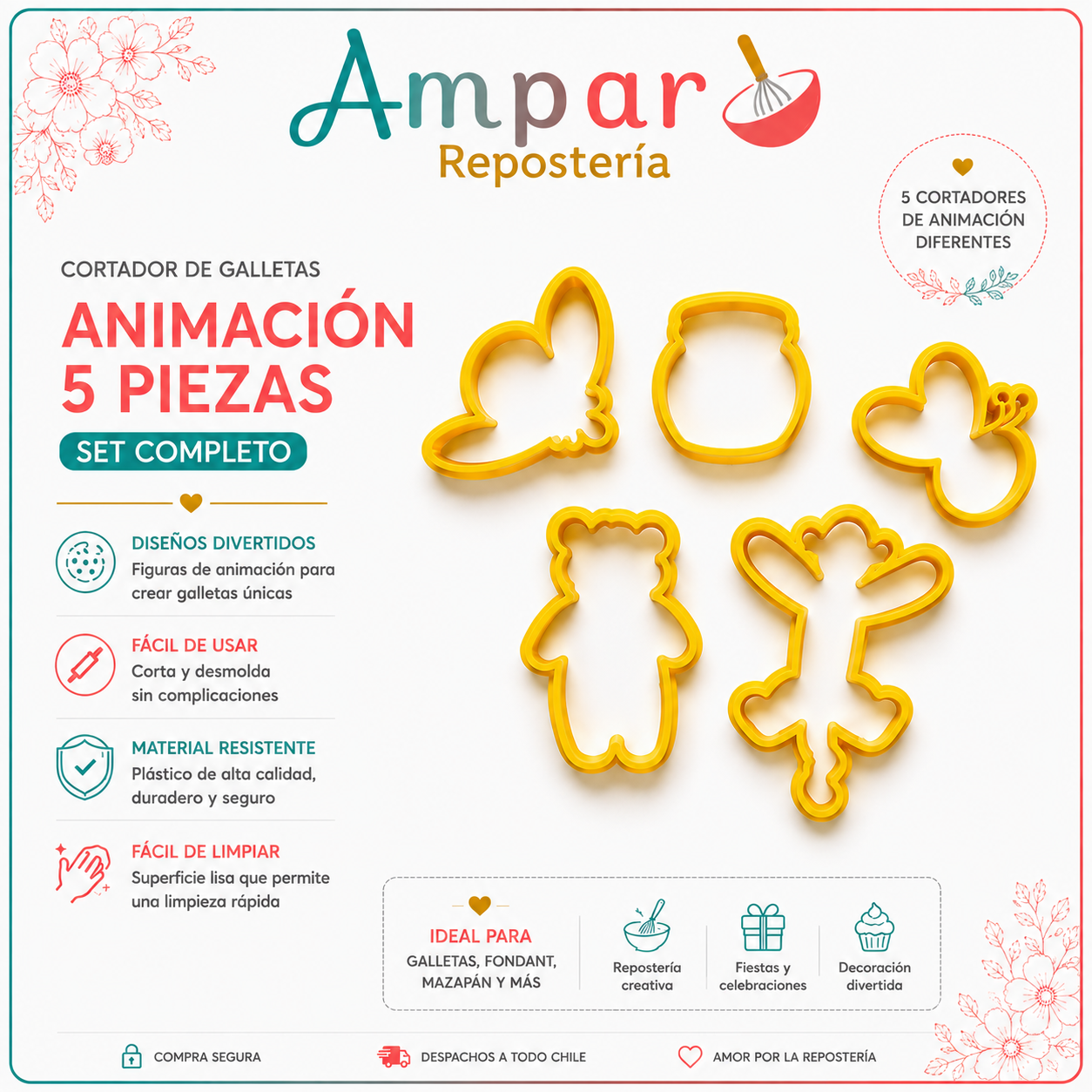 Cortador de galletas winnie de pooh 5 piezas