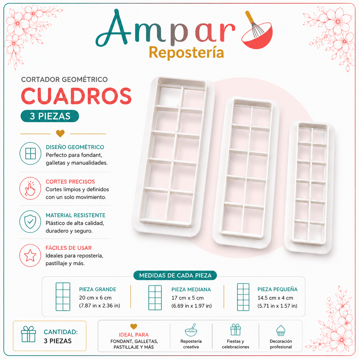 Cortador geometrico forma cuadros
