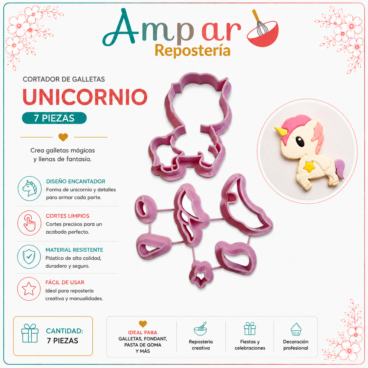Cortador de galletas unicornio