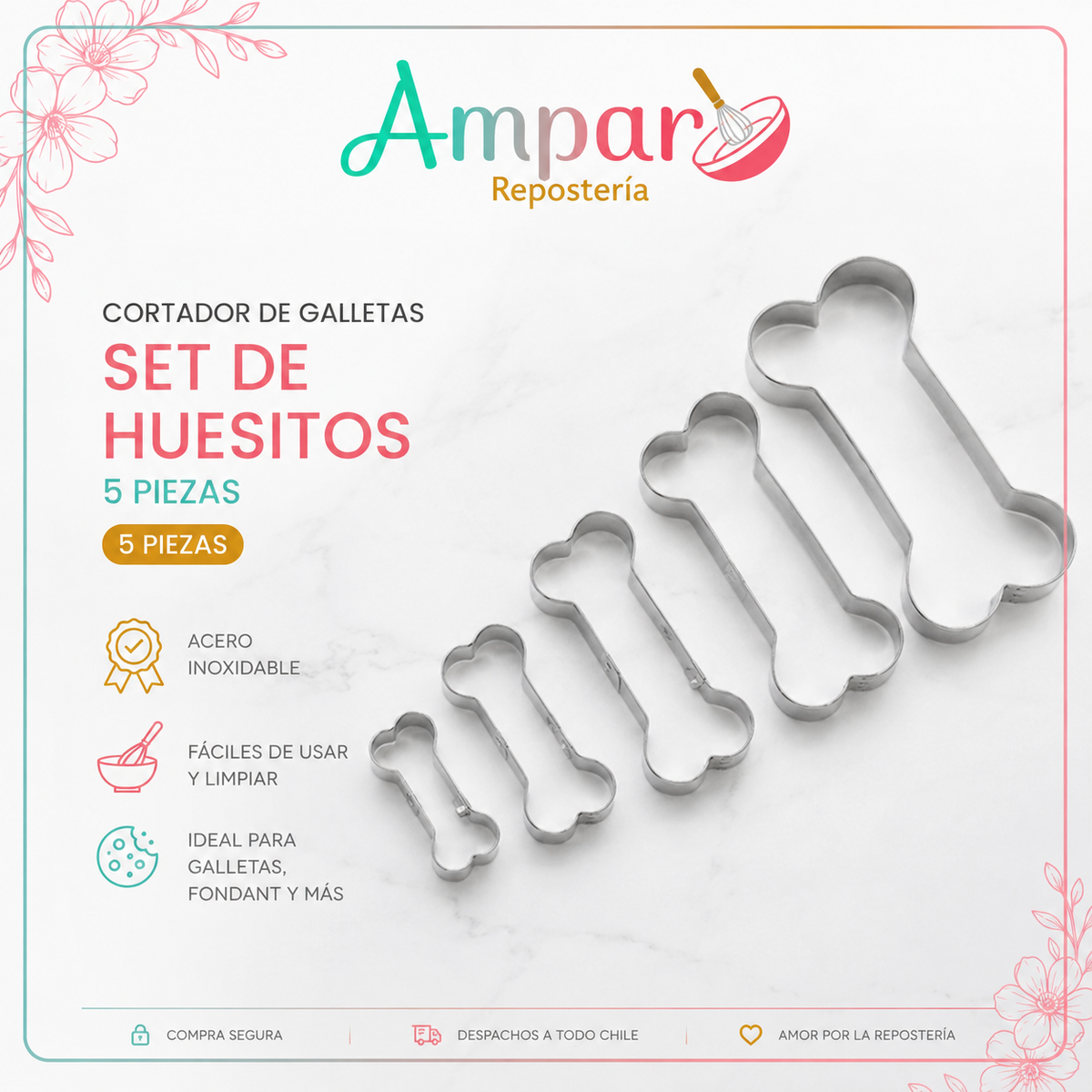 Cortadores de Galletas Hueso de perro – Set 5 Piezas