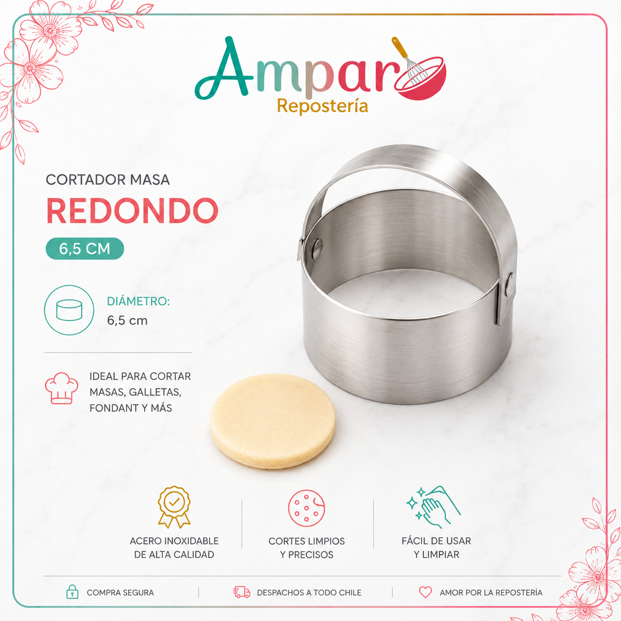 Cortador Masa Redondo 6,5 cm