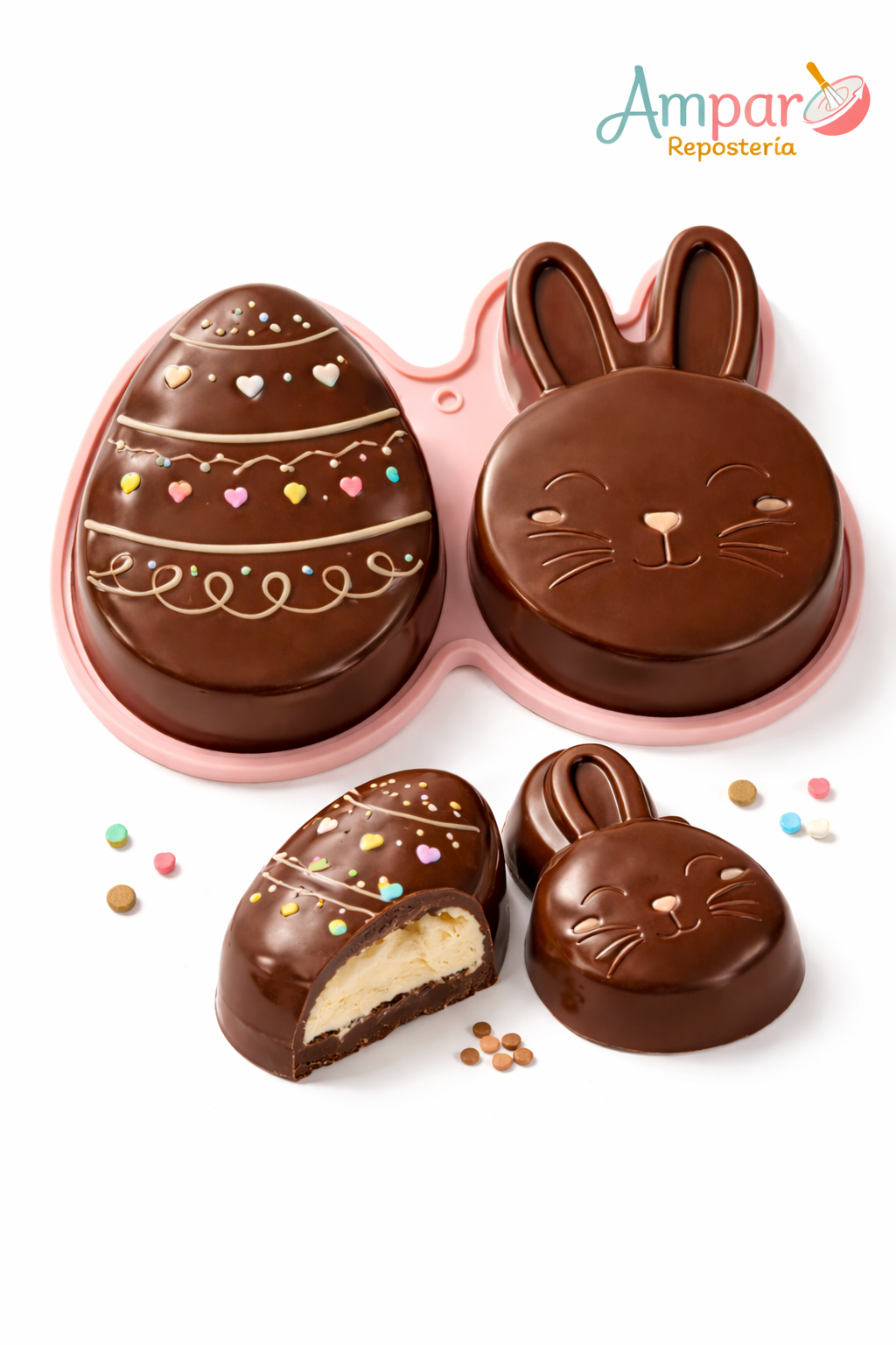 Molde de Silicona Pascua Huevo y Conejo 14 cm