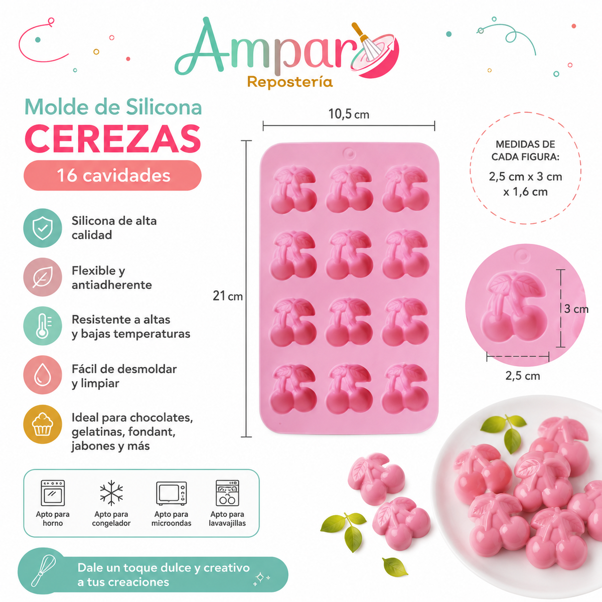 Moldes De Silicona Guindas /Cereza