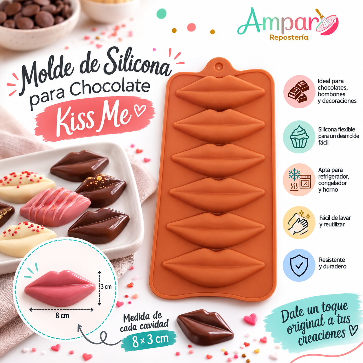 Molde de Silicona para Chocolate Kiss Me