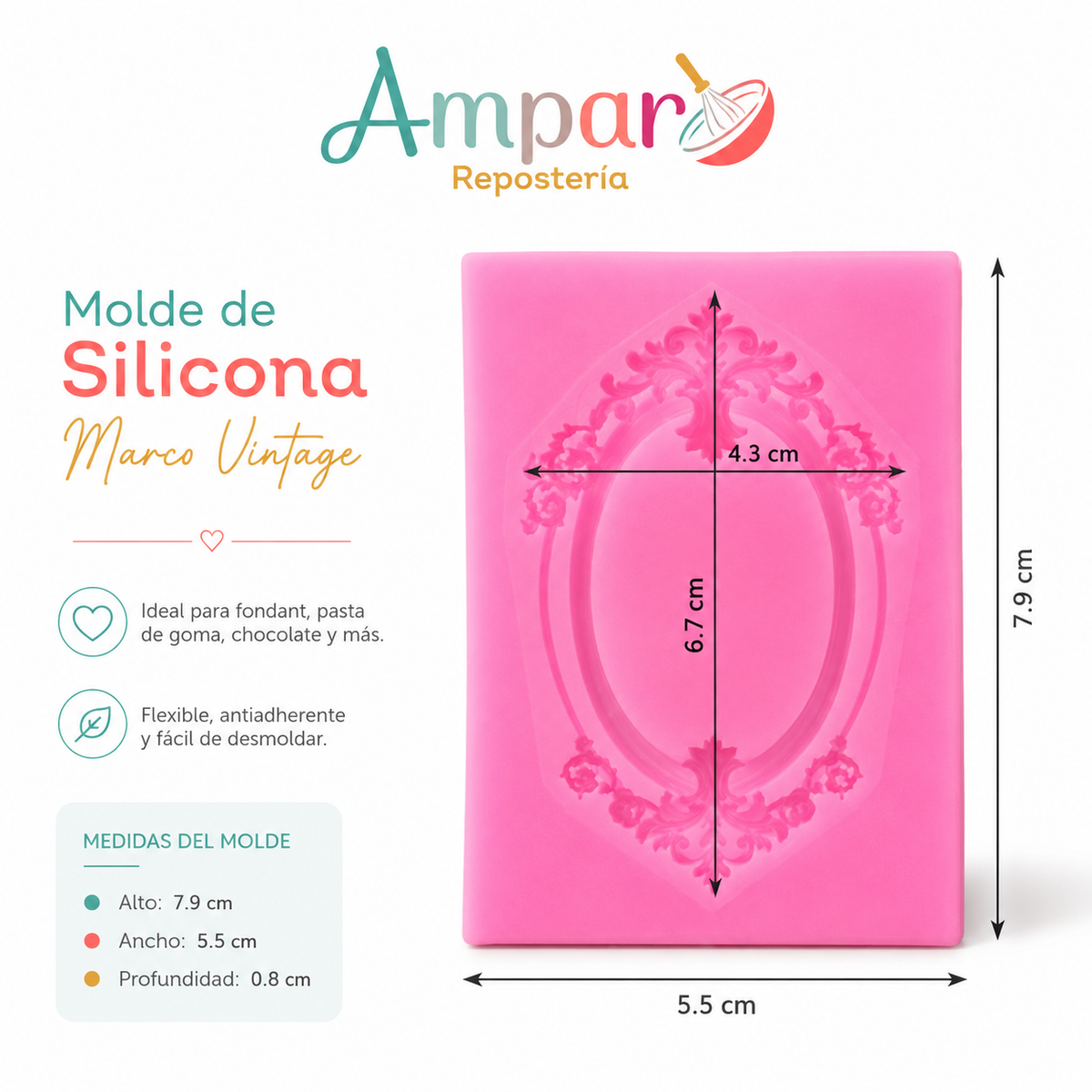 Molde de Silicona Marco Decorativo para Foto