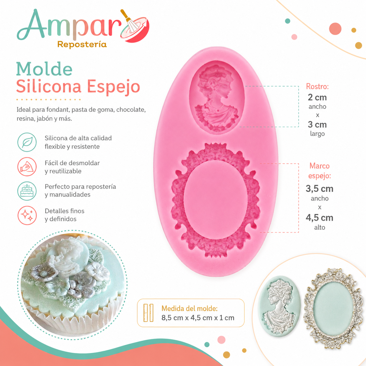 Molde de Silicona Espejo con Marco Decorativo