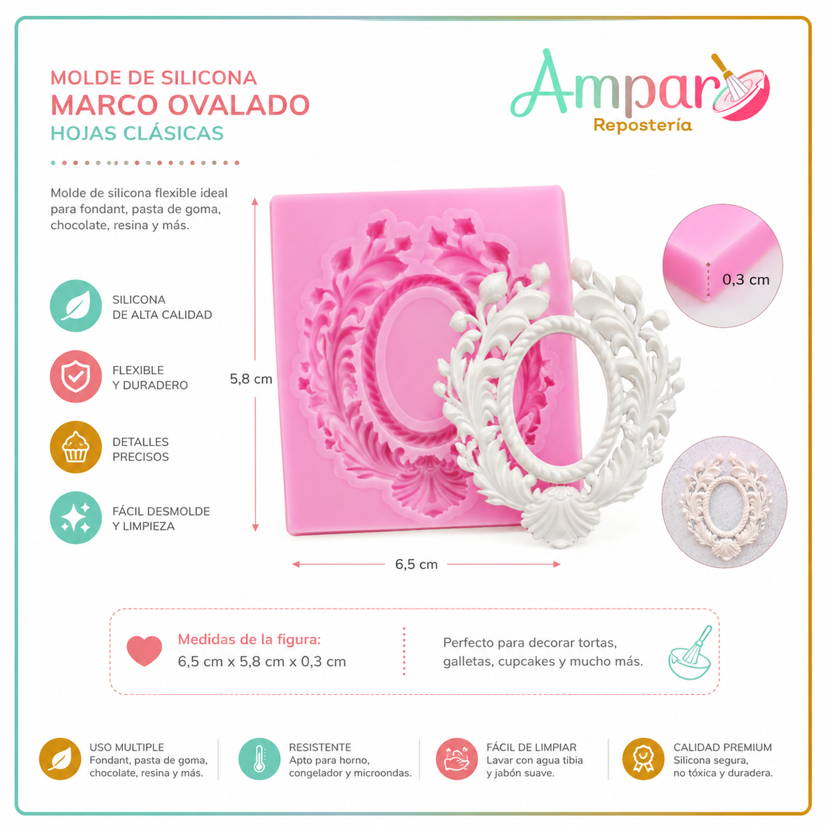 Molde de Silicona Marco Vintage para Fondant y Chocolate