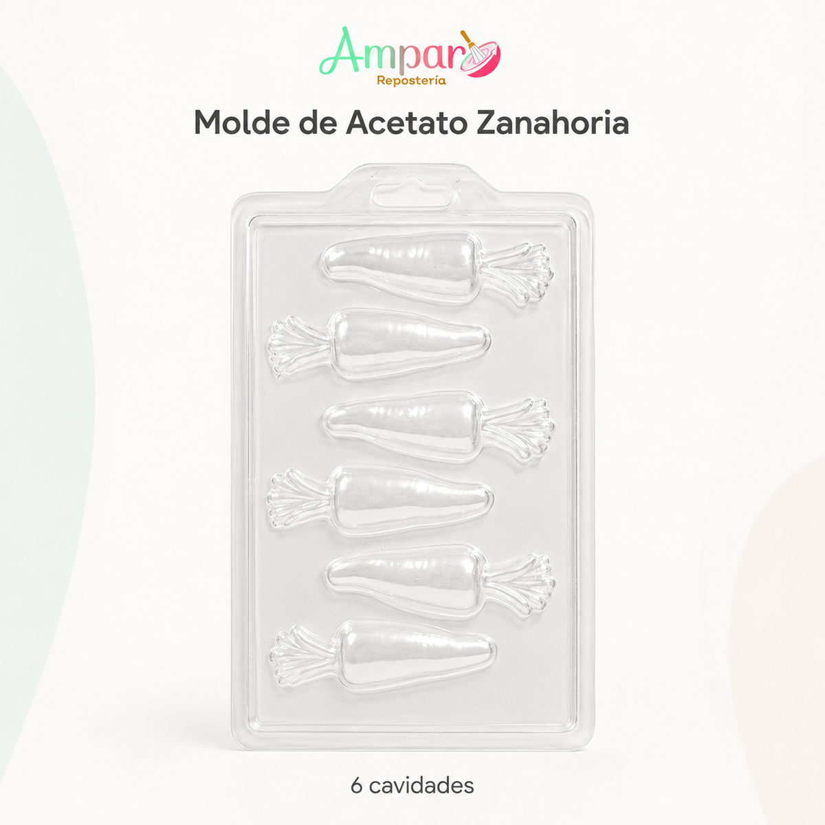 🥕 Molde Acetato Zanahoria – 6 Cavidades