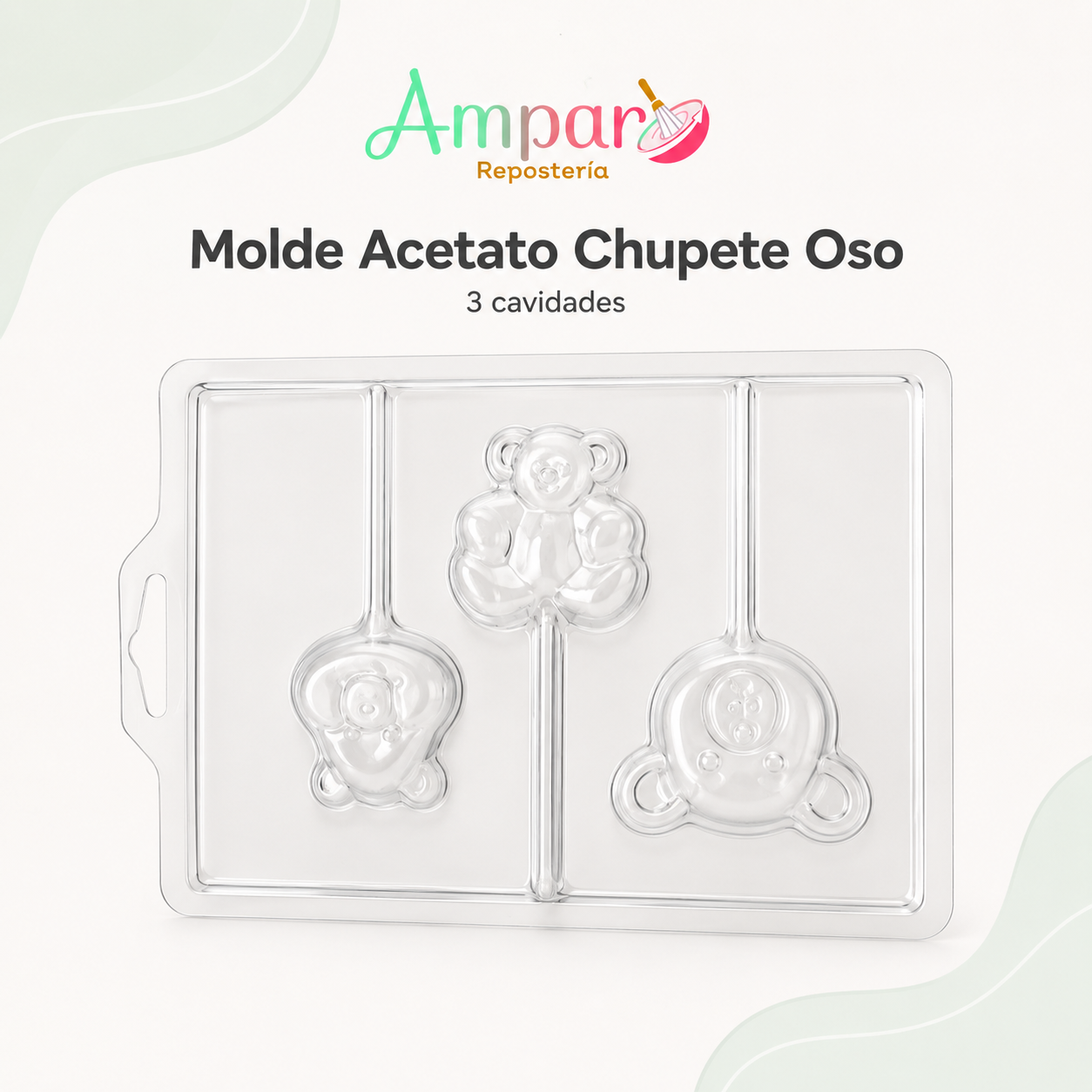 Molde Acetato Chupete Oso 3 Cavidades