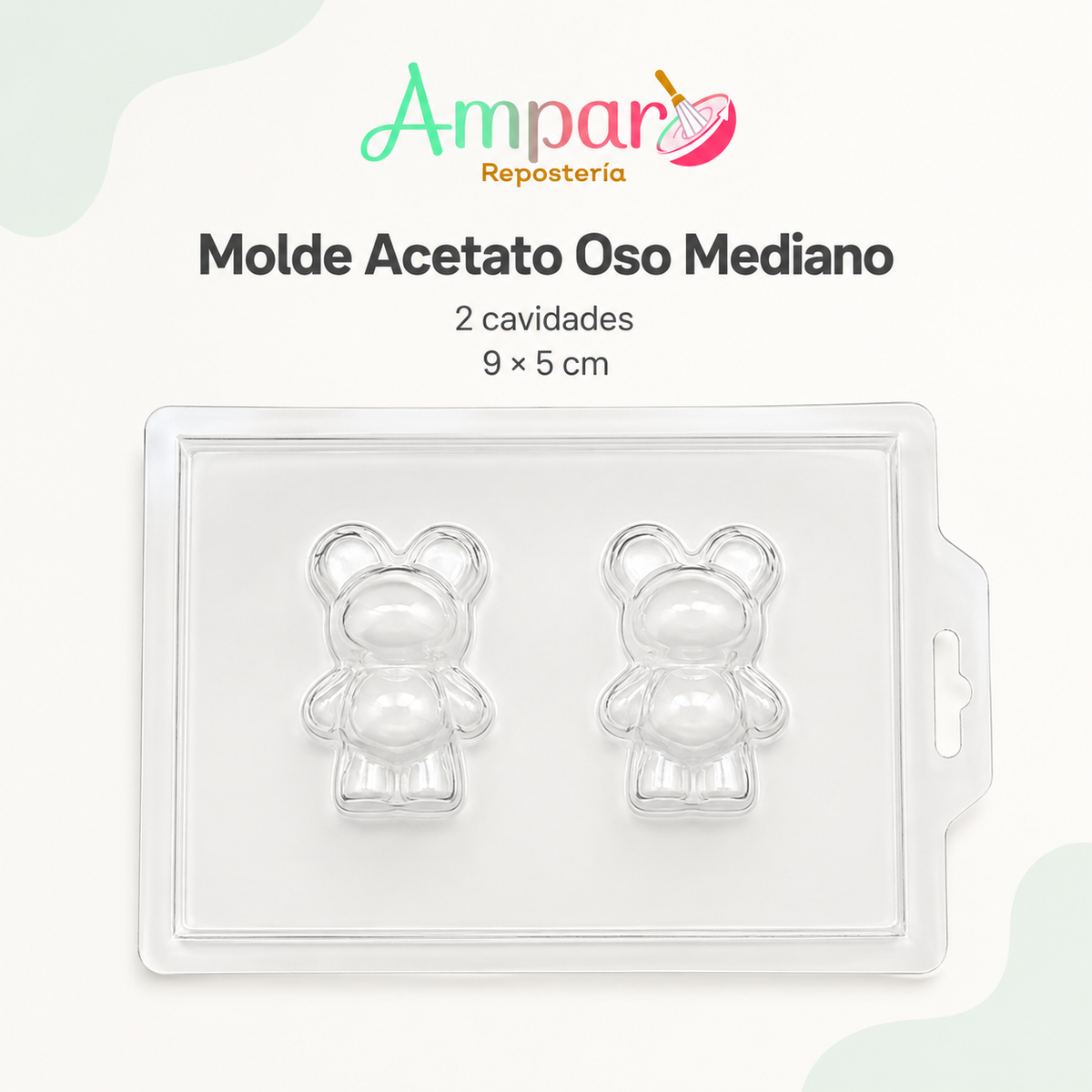 Molde Acetato oso mediano 2 cavidades