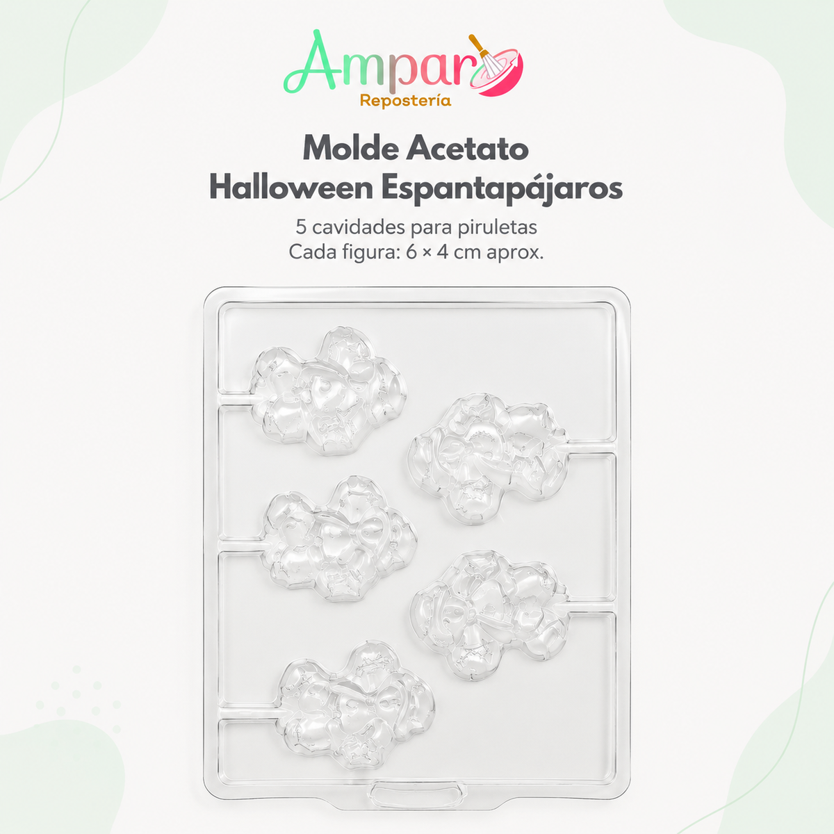 Molde Acetato Halloween Espantapajaros  5 Cavidades Piruletas