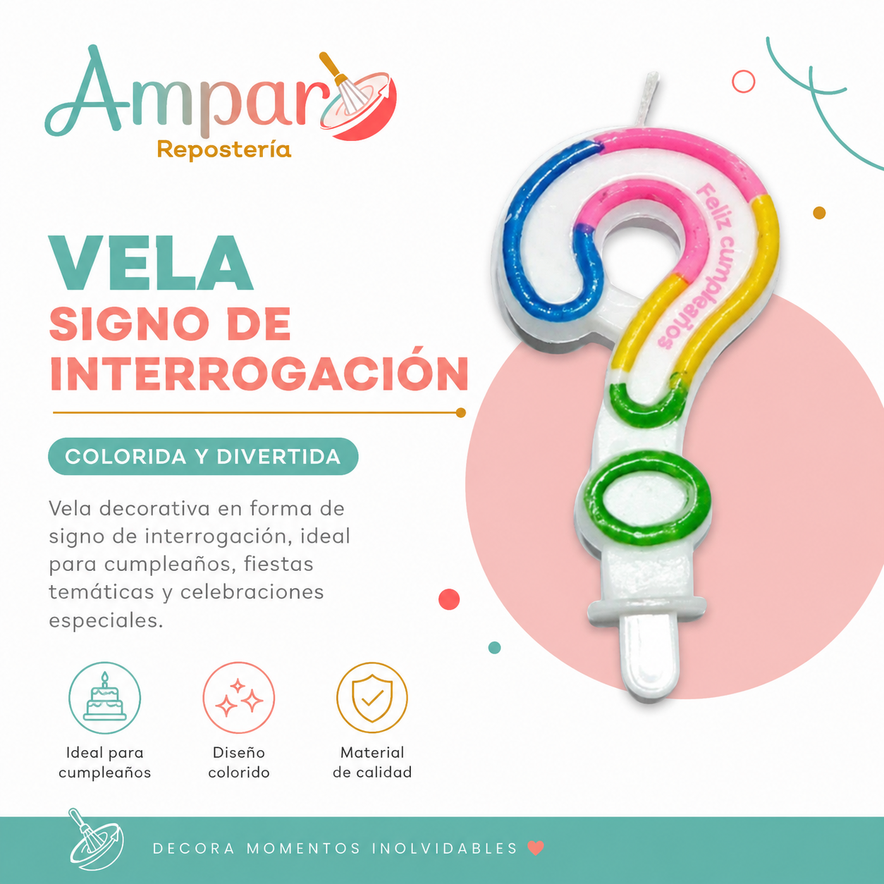 Vela Signo de Interrogación Colores – Unidad