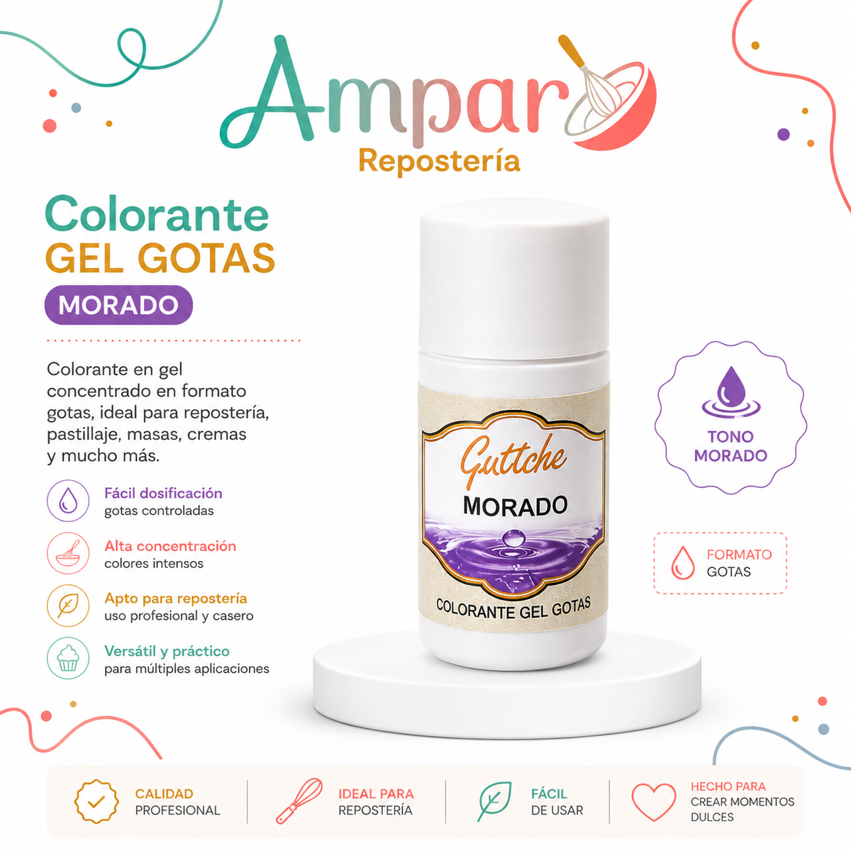 Colorante Gel Gotas Morado Guttche – 20 g