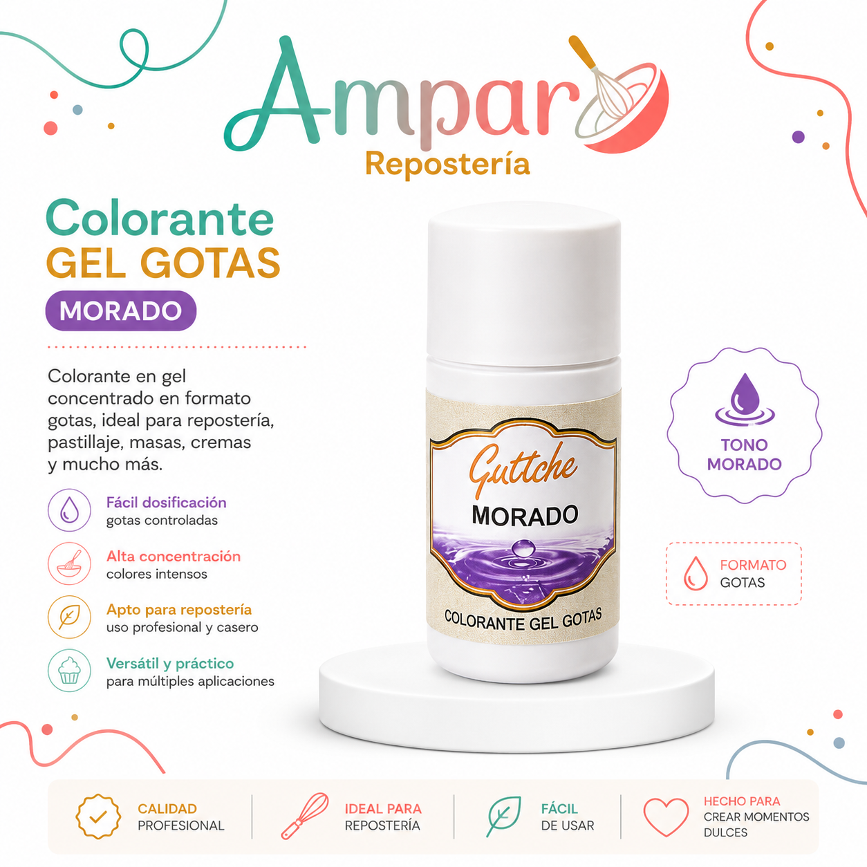 Colorante Gel Gotas Morado Guttche – 20 g