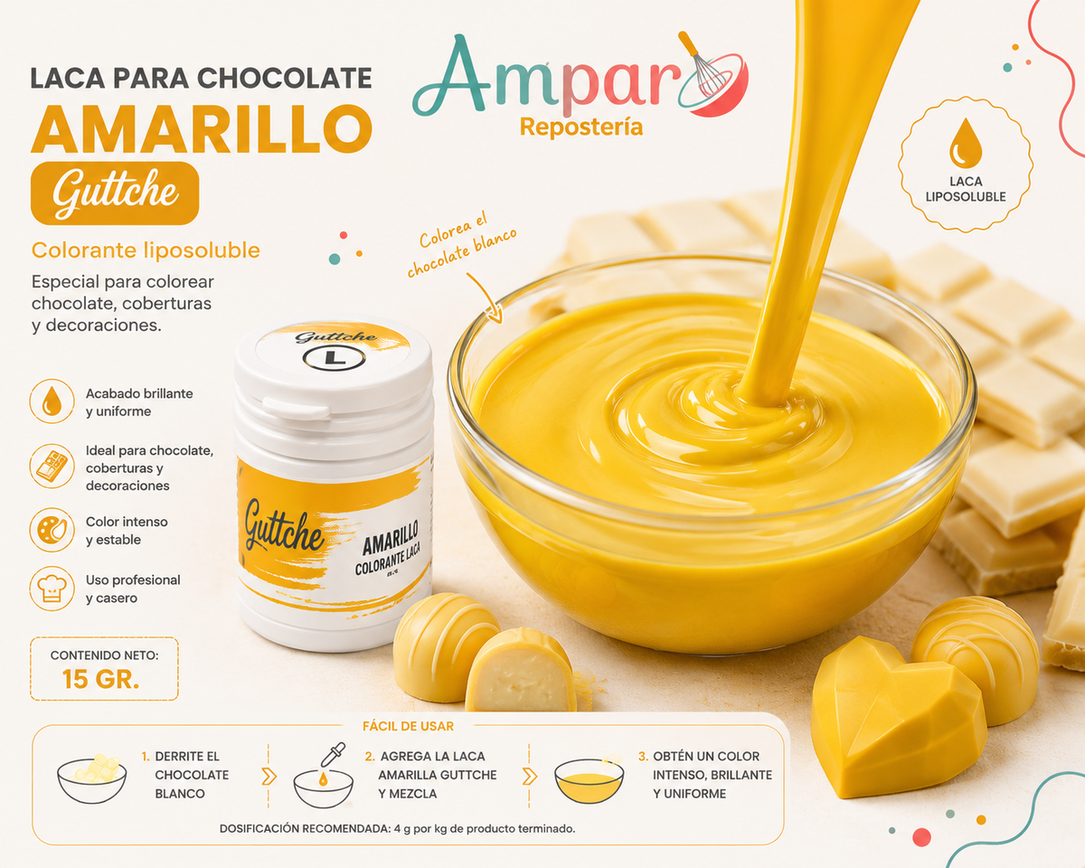 Laca para Chocolate Amarillo Guttche 15 gr.