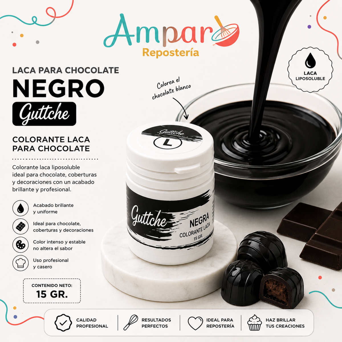 Laca para Chocolate Negro Guttche – 15 g