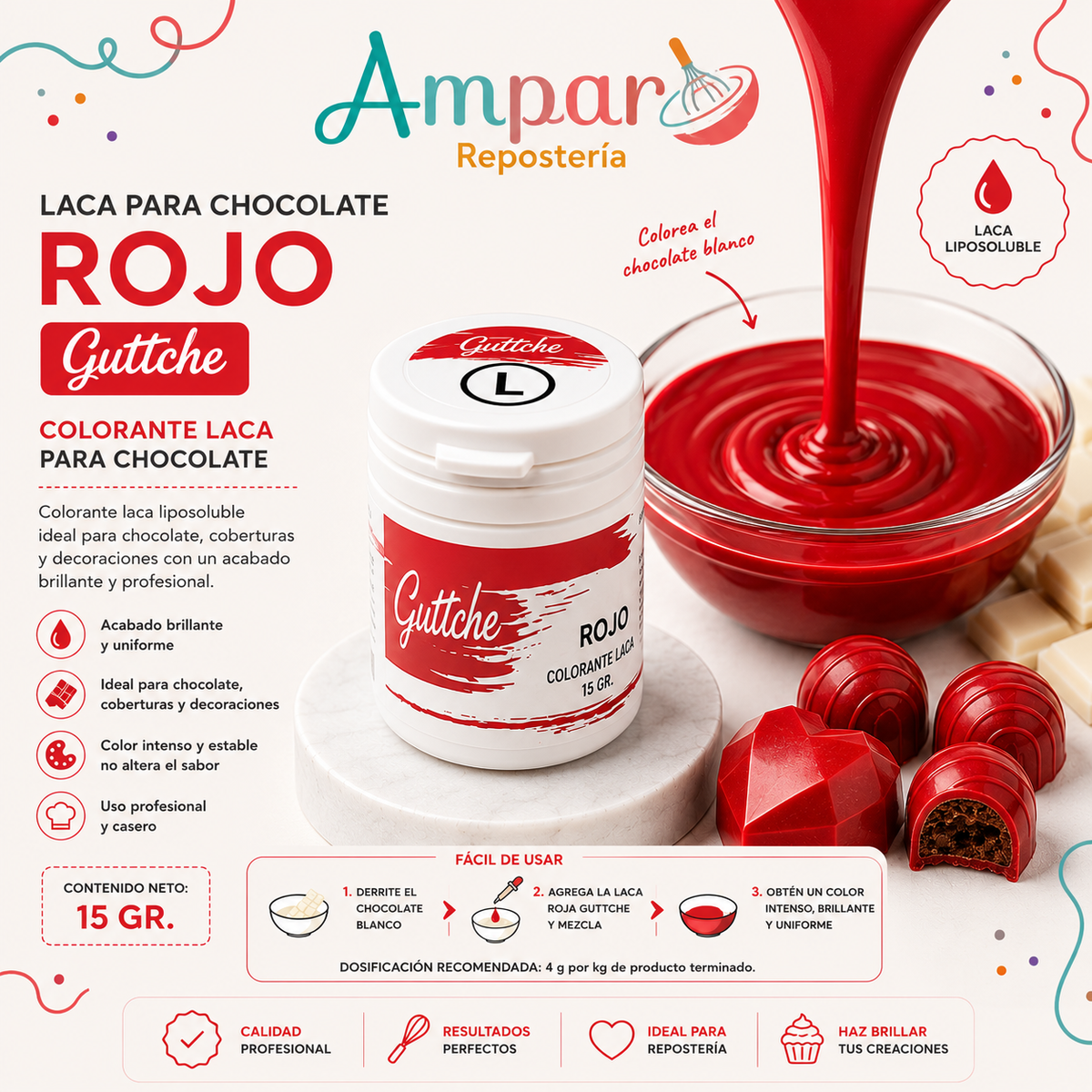 Laca para Chocolate Rojo Guttche – 15 g