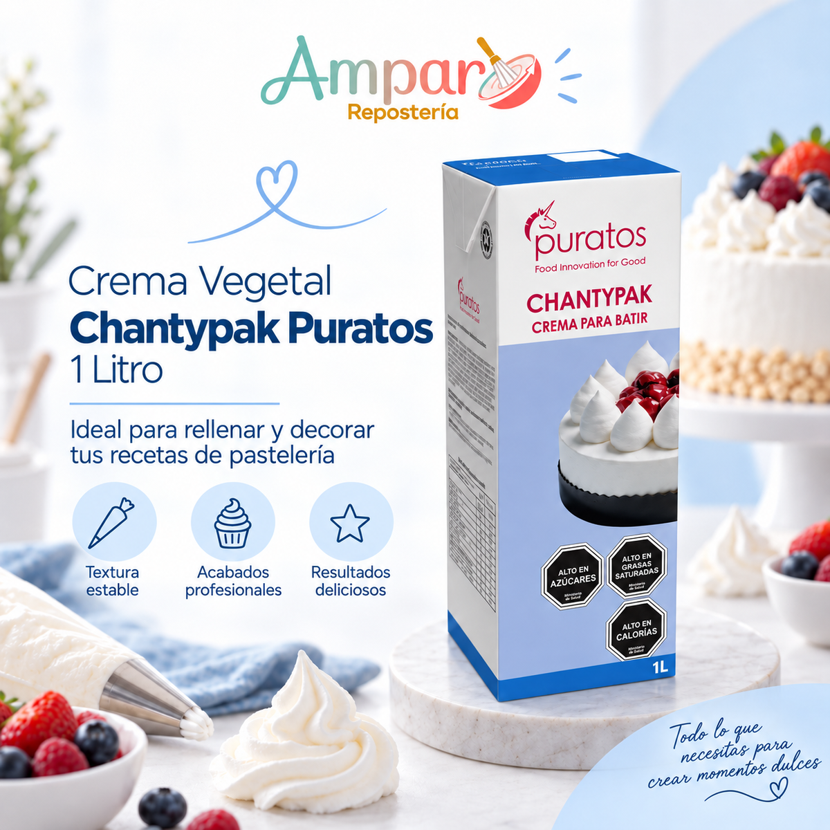 Crema Vegetal Chantypak Puratos 1 Litro