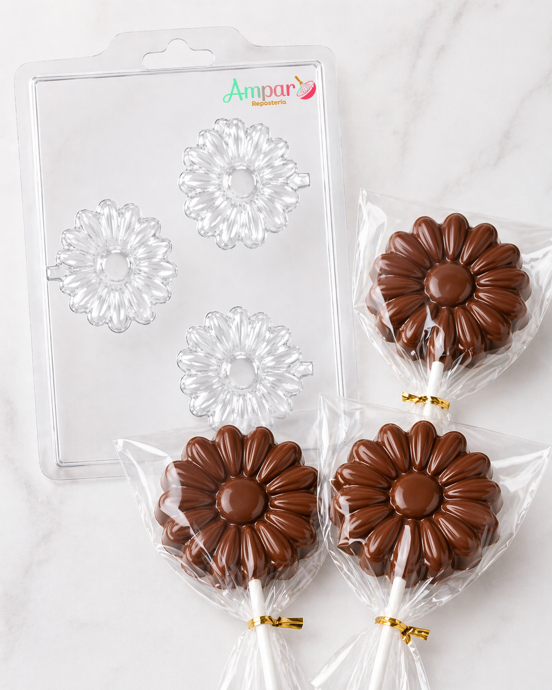 Molde Acetato Floral 3 Cavidades | Chocolatería y Repostería