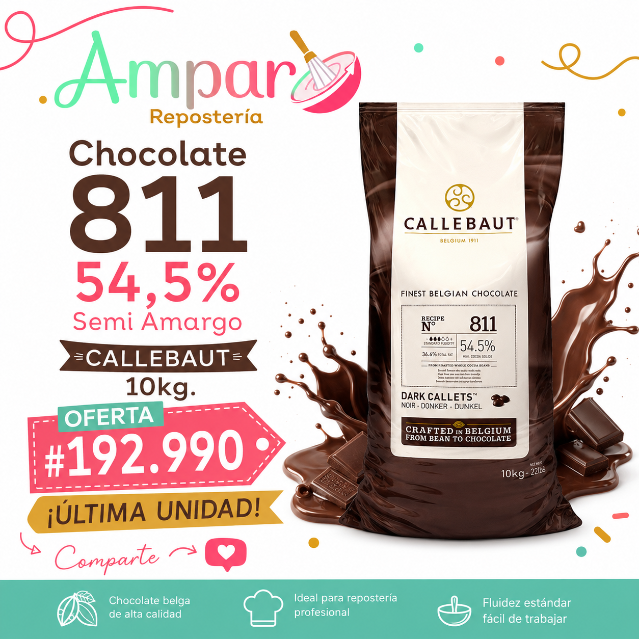 Chocolate 811 54,5% Semi Amargo | Callebaut 10kg.