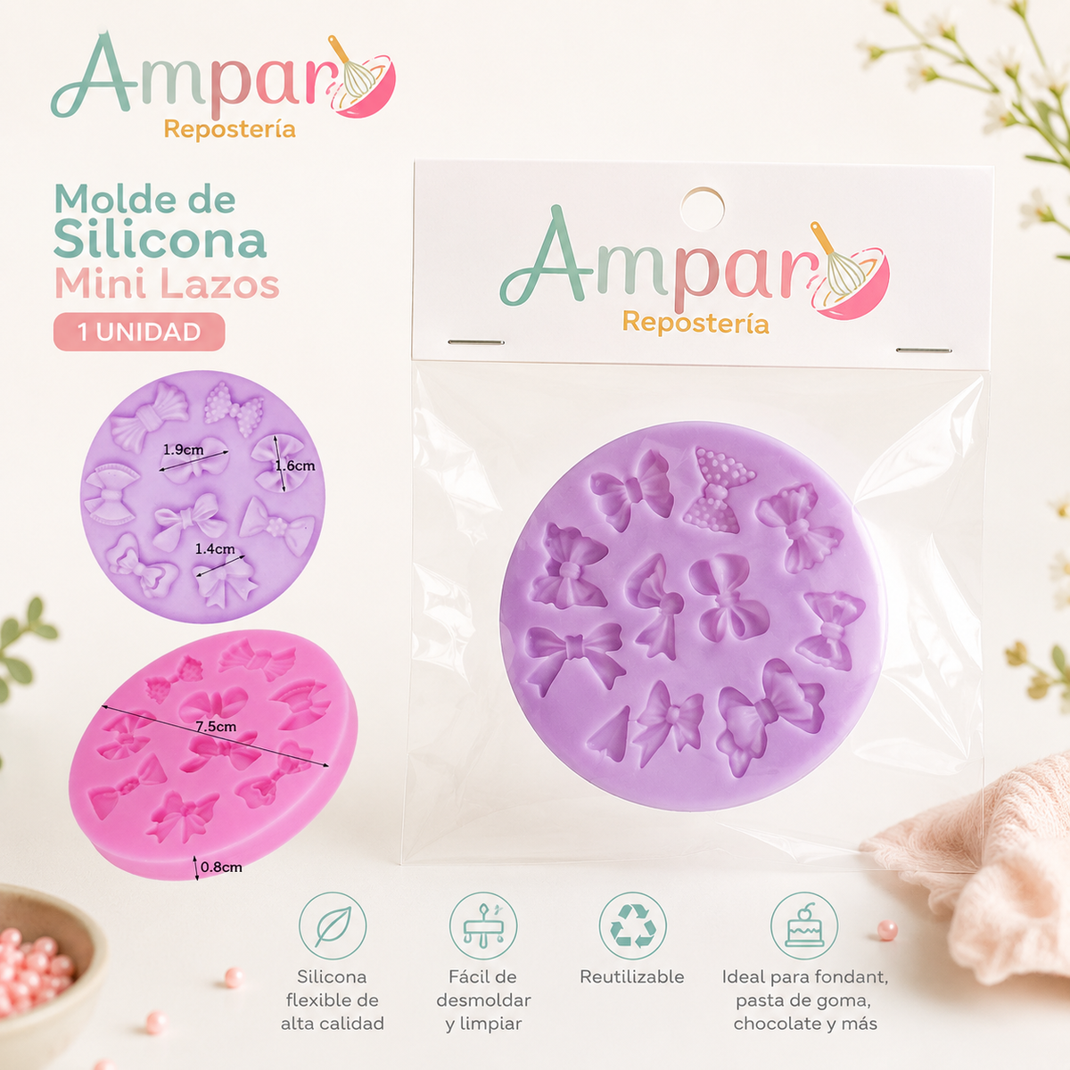 Molde de Silicona Mini Lazos