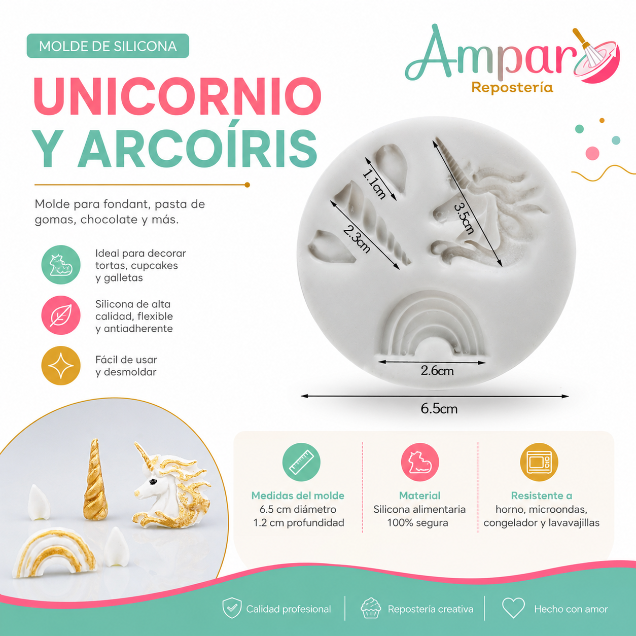 Molde silicona unicornio