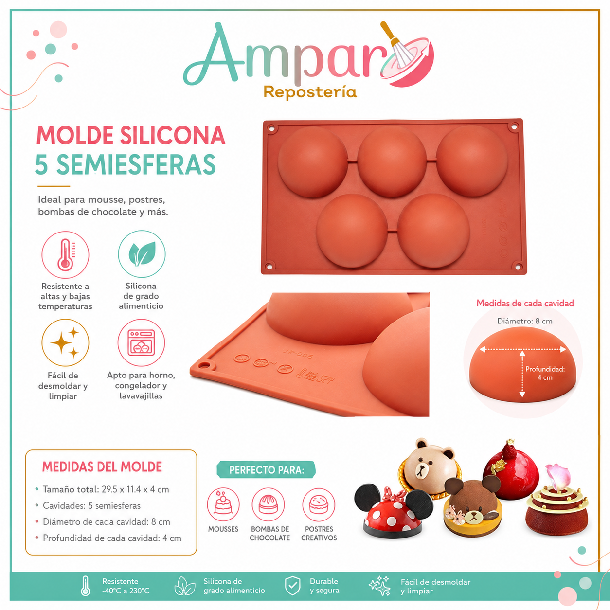 Molde de Silicona Semi Esfera