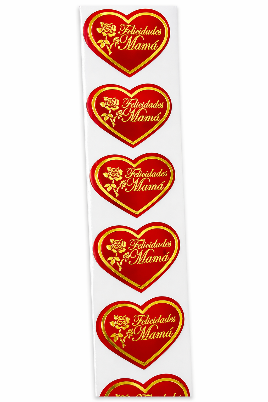 Sticker “Feliz Día Mamá” – Corazón Rojo (Pack 100 unidades)