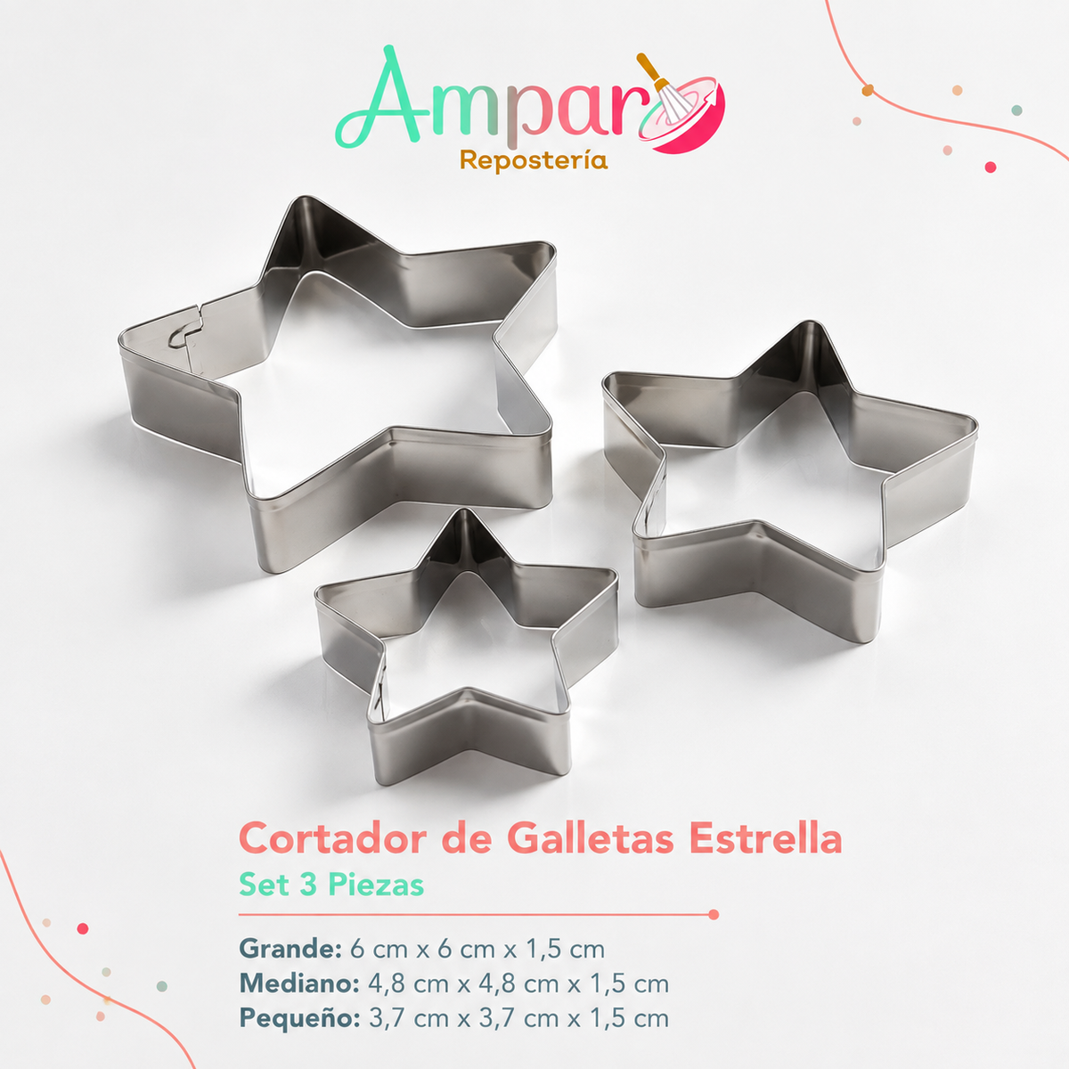 Cortador de Galletas Estrella – Set 3 Piezas