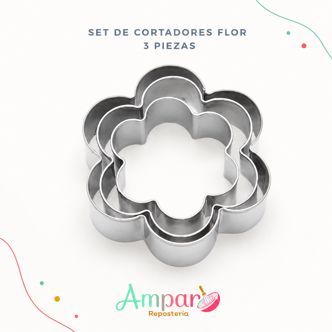 Cortador galletas flor 3 piezas