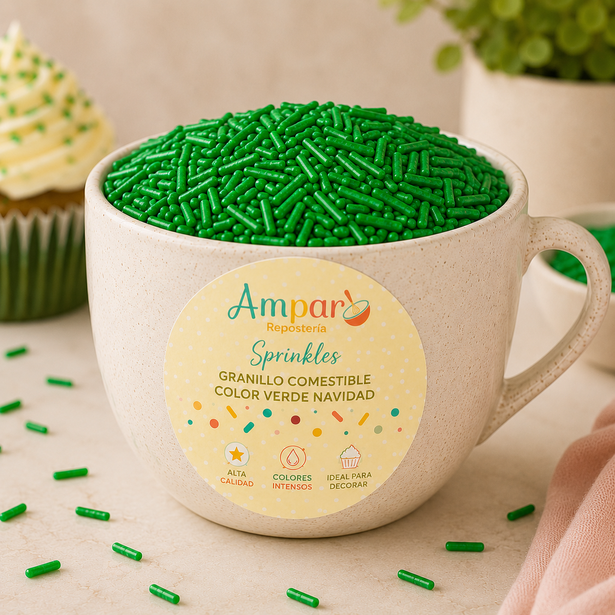 Sprinkles Granillo Comestible Color Verde Navidad
