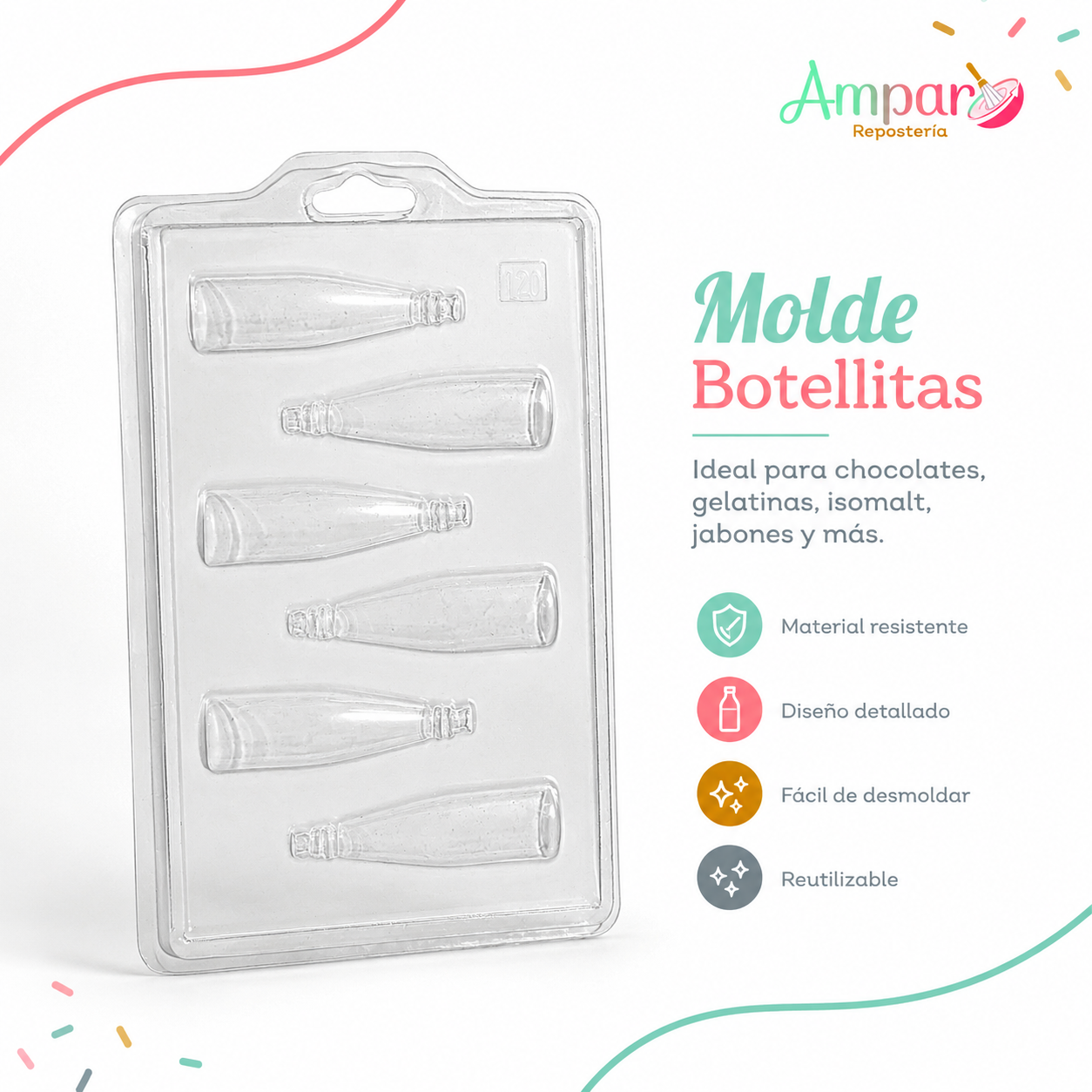Molde de Acetato Botellas Mini | 6 Cavidades