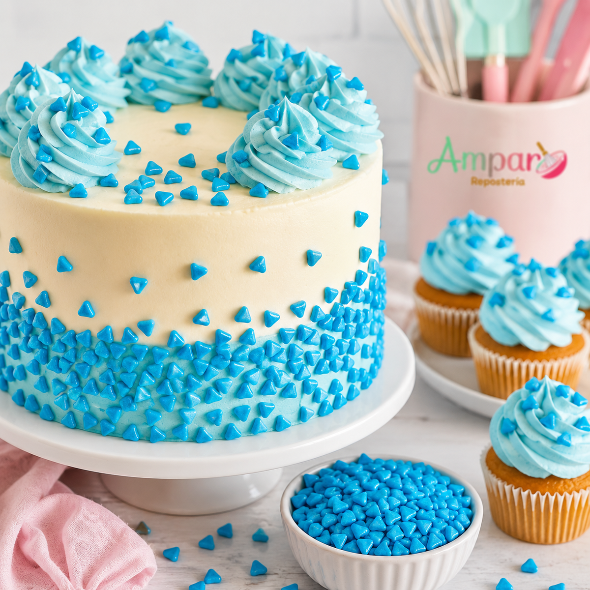 Sprinkles Triángulo Celeste 50 g | Decoración Comestible para Repostería