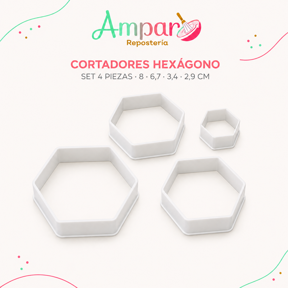 Cortador Pelota de Fútbol 4 Piezas – Set de Cortadores para Fondant, Galletas y Pastelería