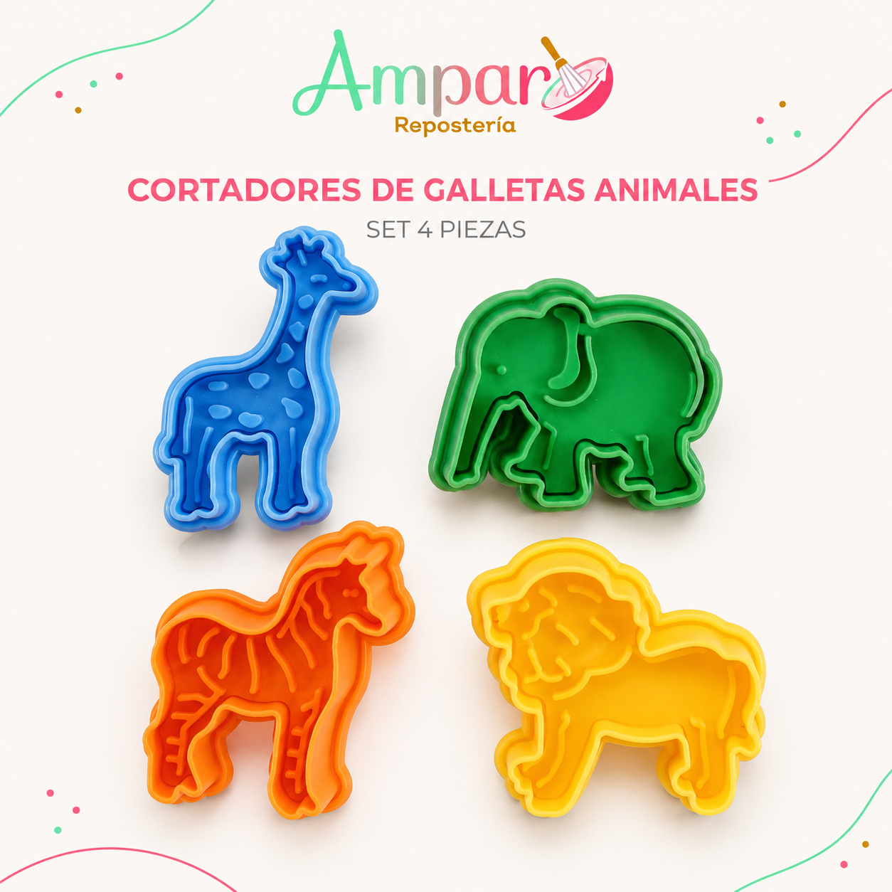 Cortadores de Galletas Animales – Set 4 piezas