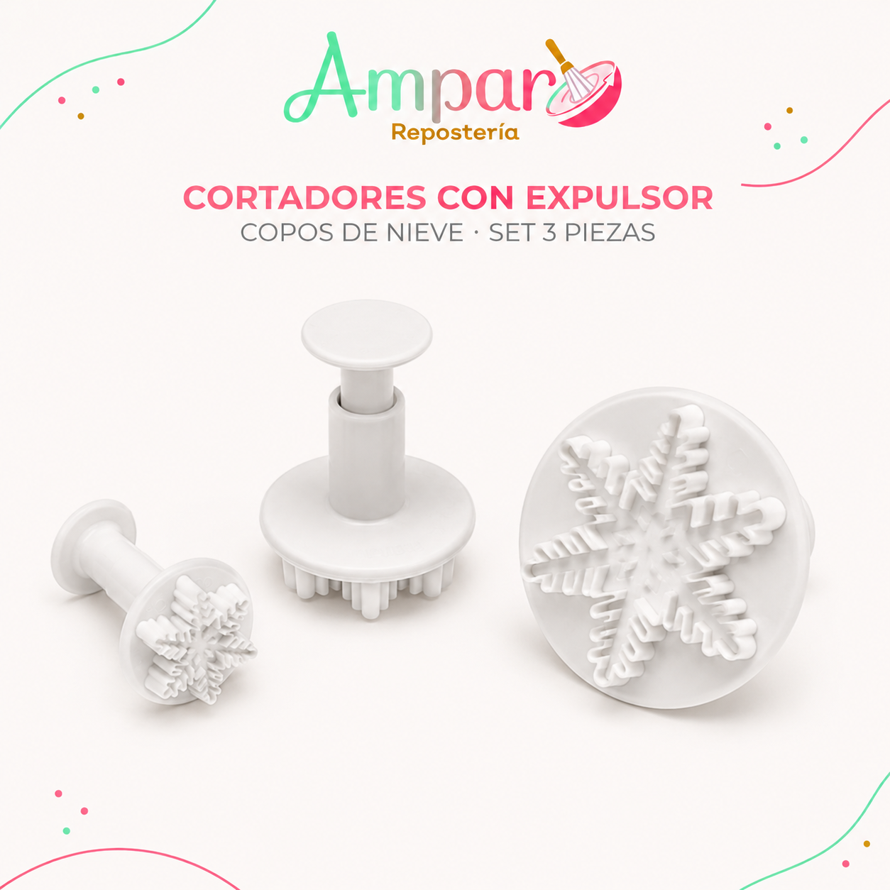 Cortador con Expulsor  copos de nieve 3piezas