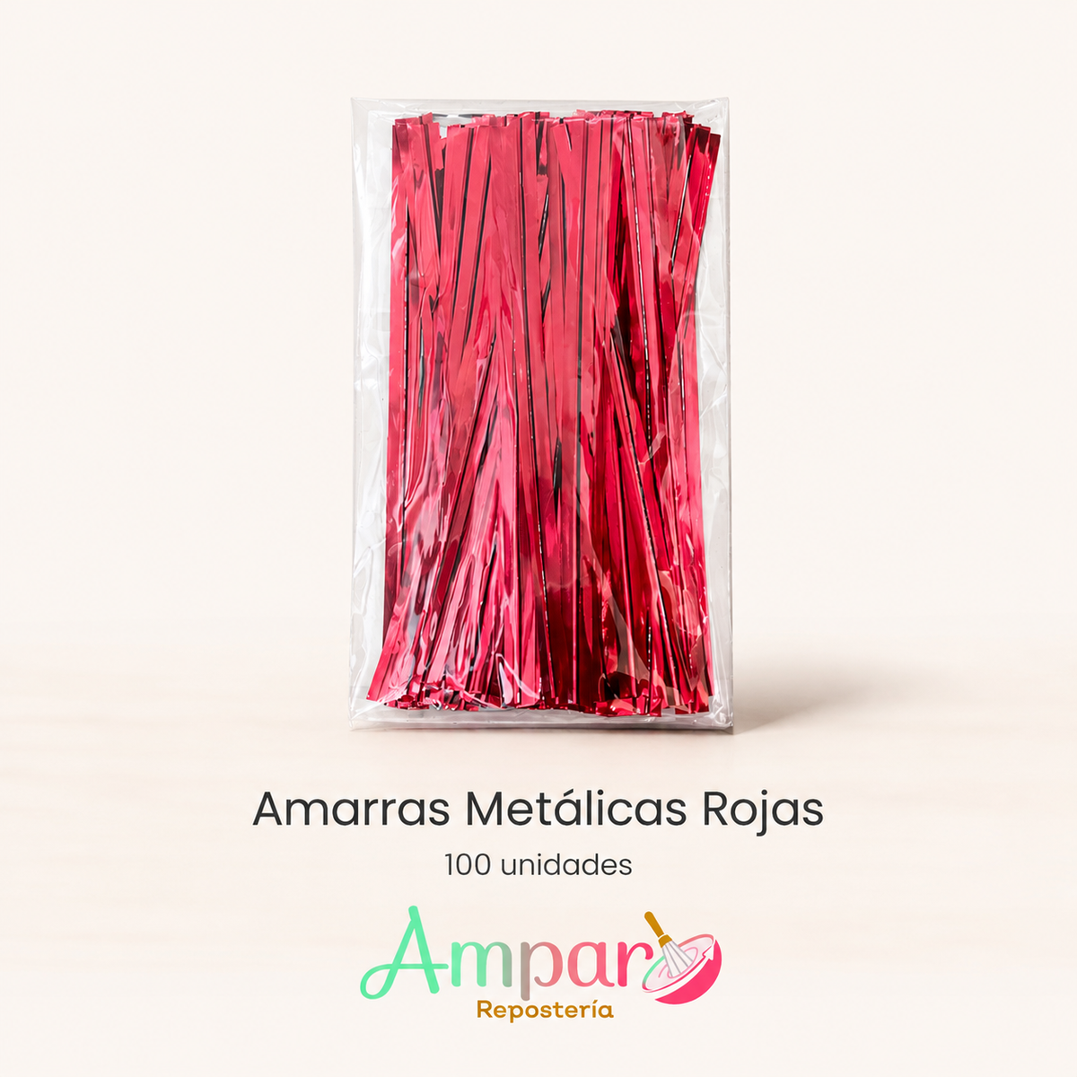 Amarras Metálicas Rojas – 100 Unidades