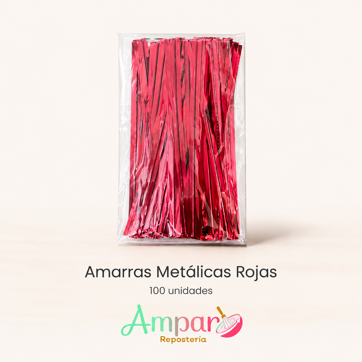 Amarras Metálicas Rojas – 100 Unidades