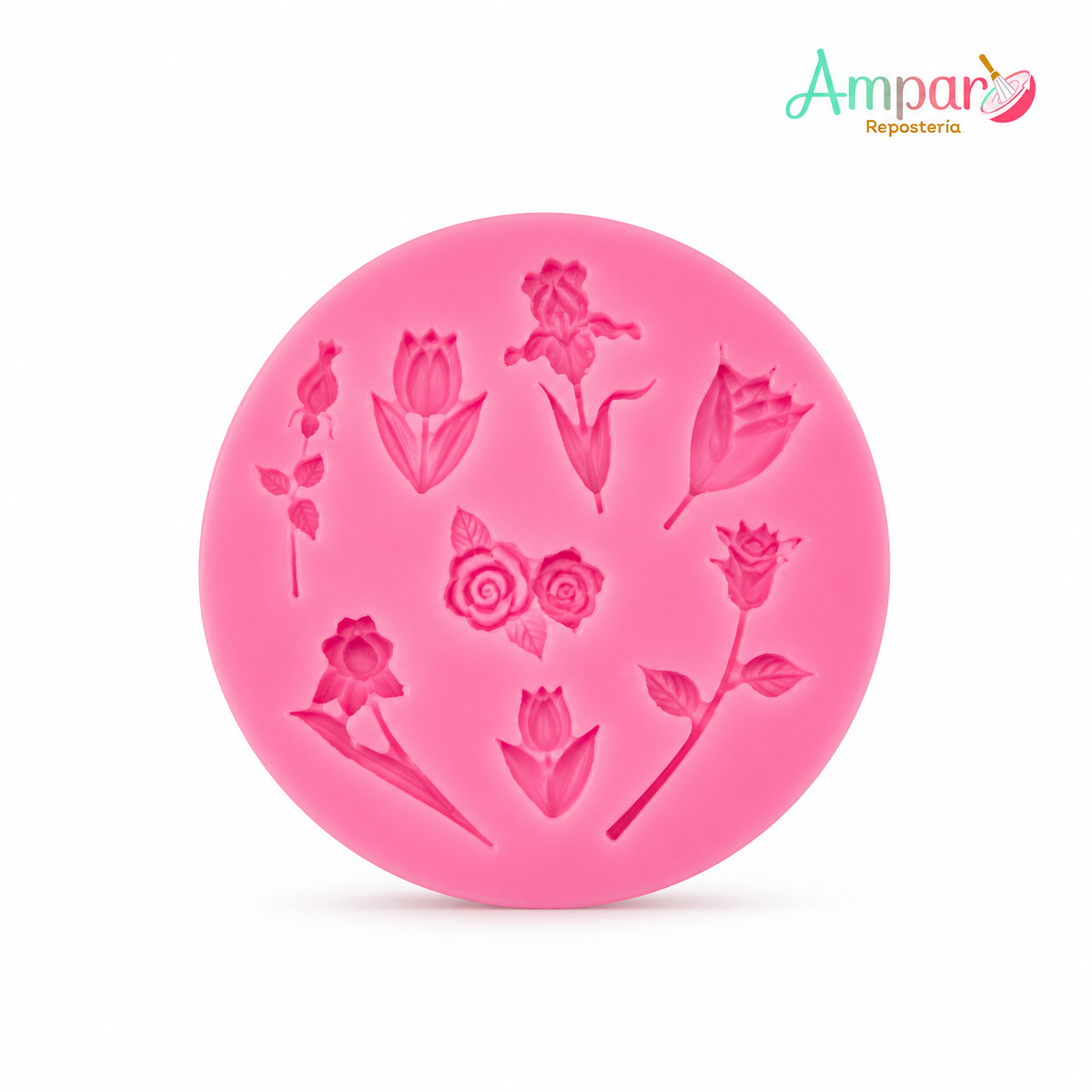 Molde Silicona de Flores Rosa Botón con Tallo