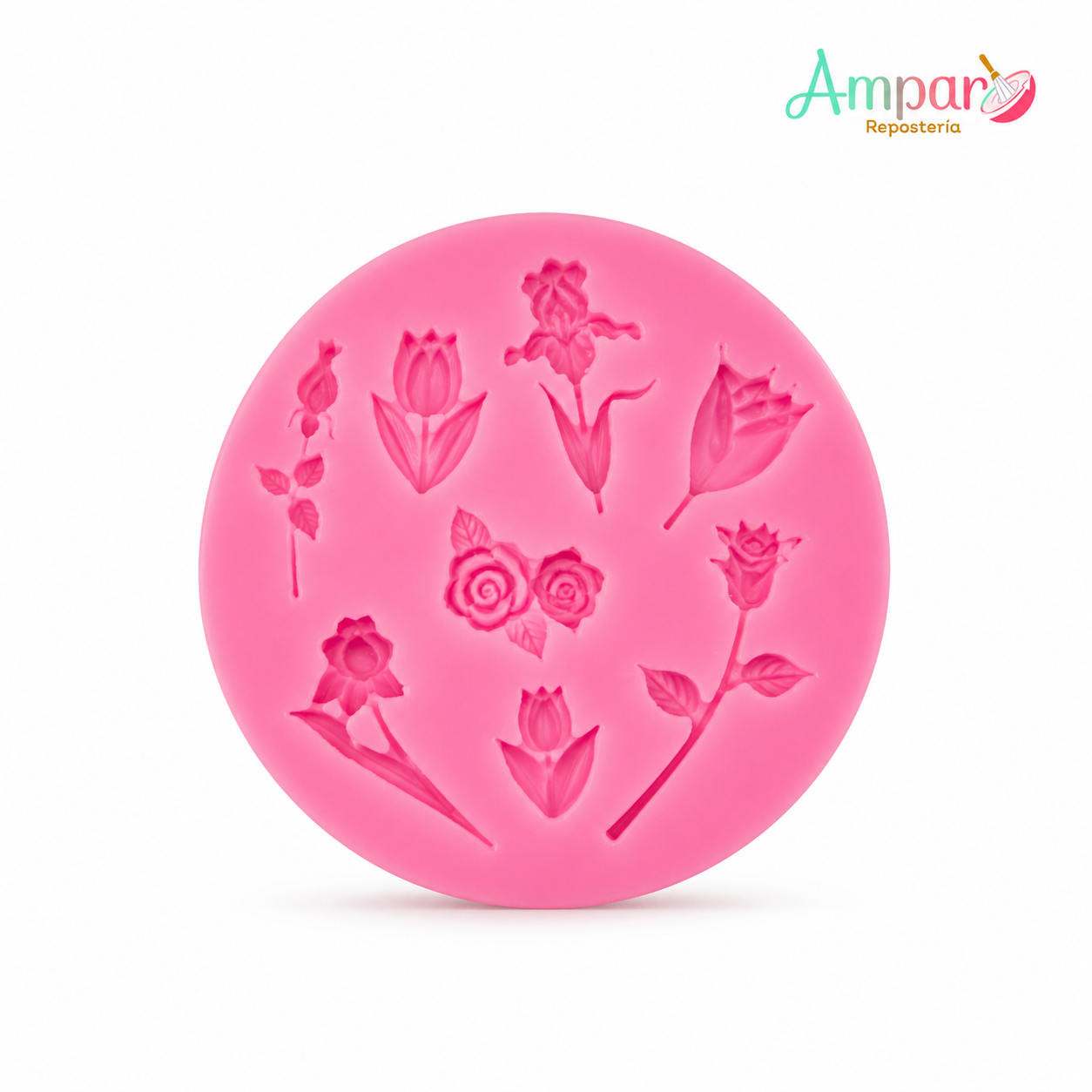 Molde Silicona de Flores Rosa Botón con Tallo