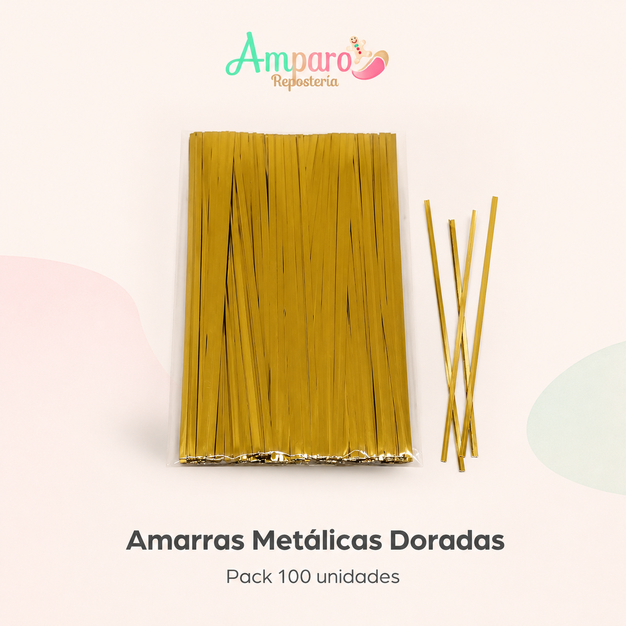 Amarras Metálicas Doradas – 8 cm (Pack 100 unidades)