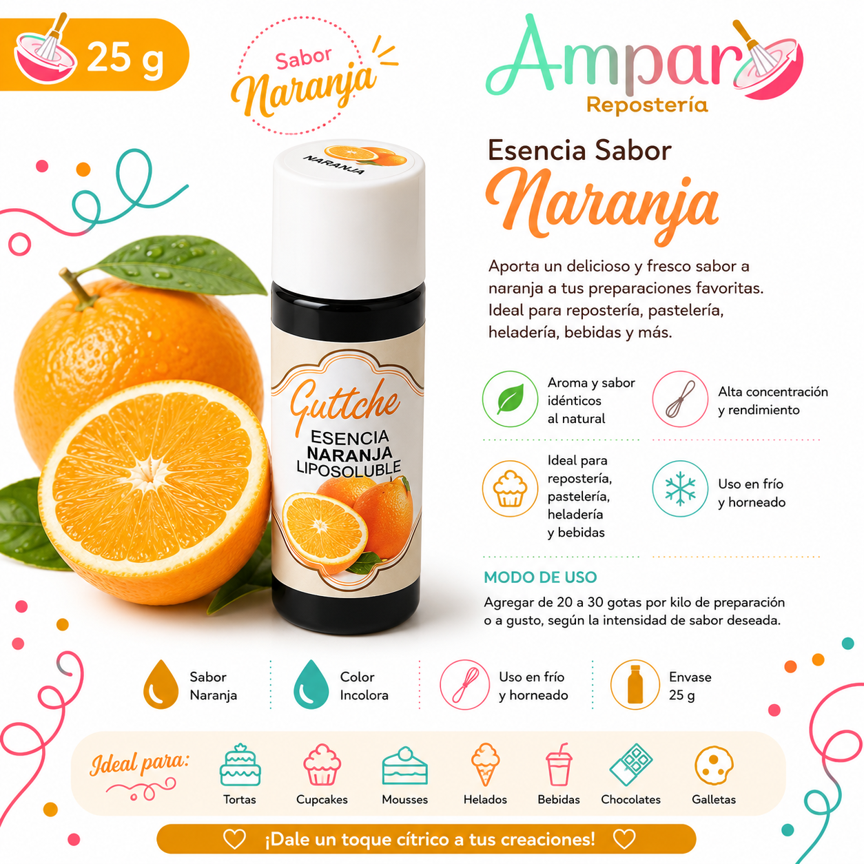 Esencia Naranja Liposoluble Guttche 25 gr.