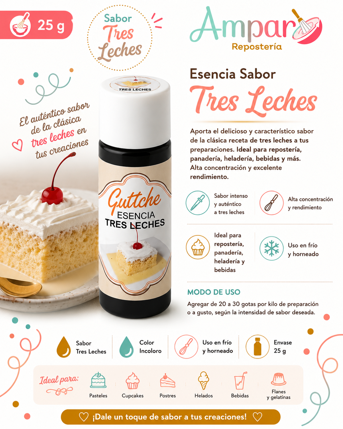 Esencia tres leches guttche 25 gr.