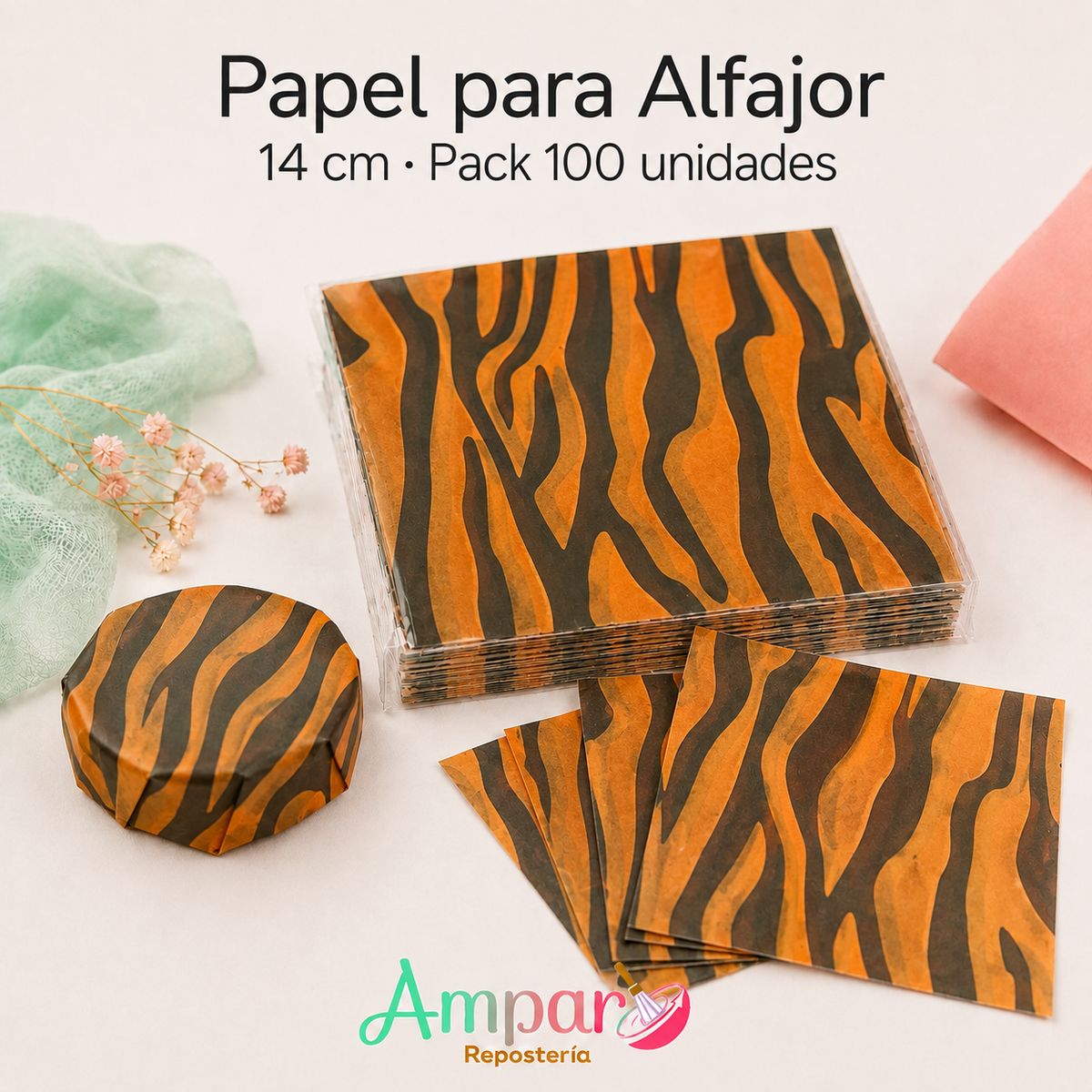 Papel para Alfajor Animal Print 14 cm – Pack 100 Unidades