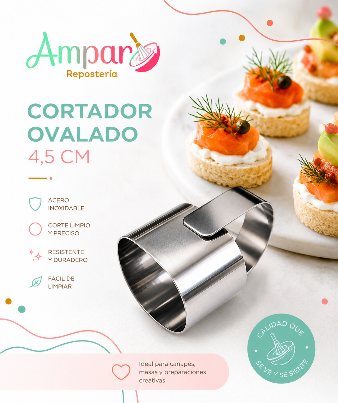 Cortador Masa canape ovalado 4,5 cm