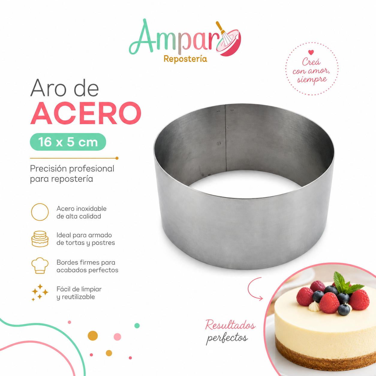 Aro de Acero 16 x 5 cm – Precisión Profesional para Repostería