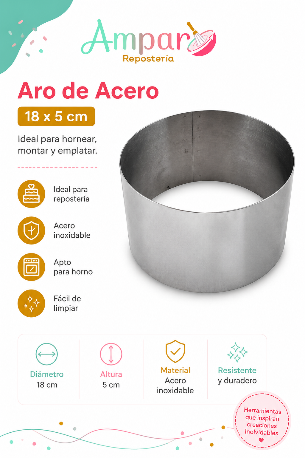 Aro Acero 18 x 5 cm