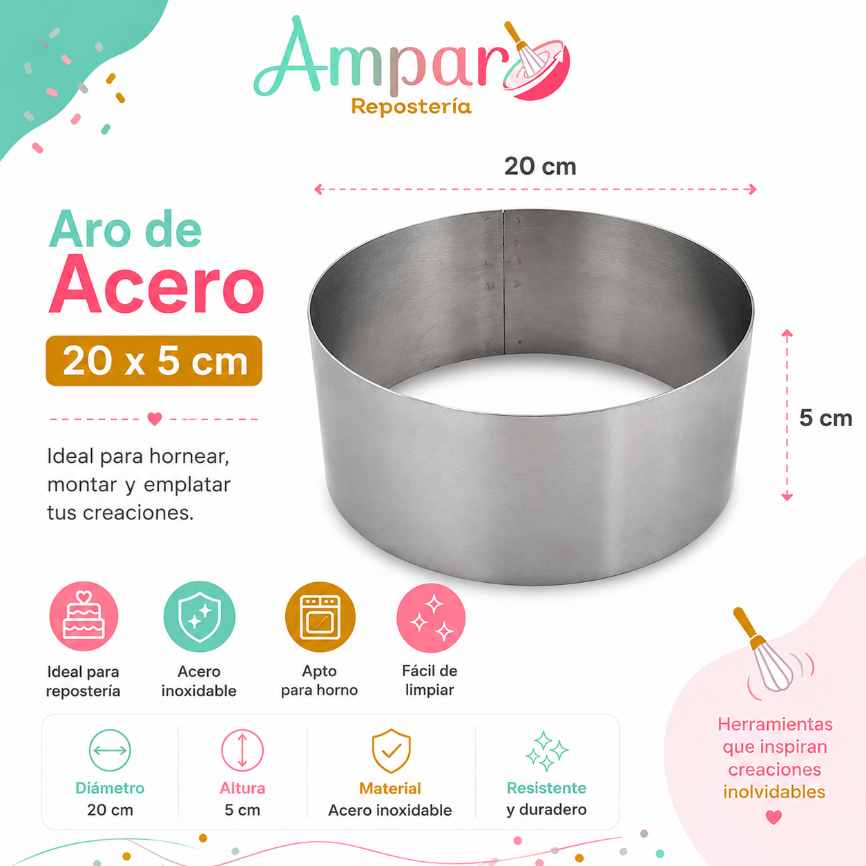 Aro acero 20x5cm